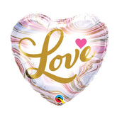 17 Inch Love Gold Heart Shape Marble White Foil Balloon